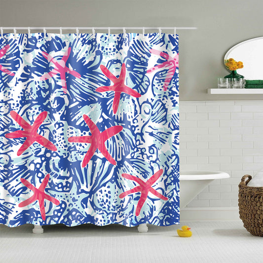 Unique Pink Starfish Painting Shower Curtain