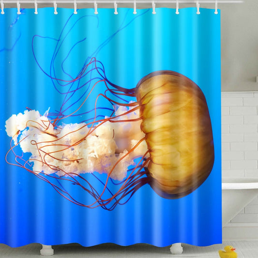 Vibrant Color Jellyfish Fabric Shower Curtain