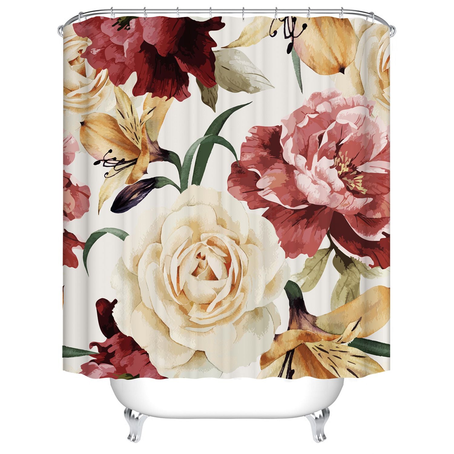 Vintage Rose Floral Shower Curtain