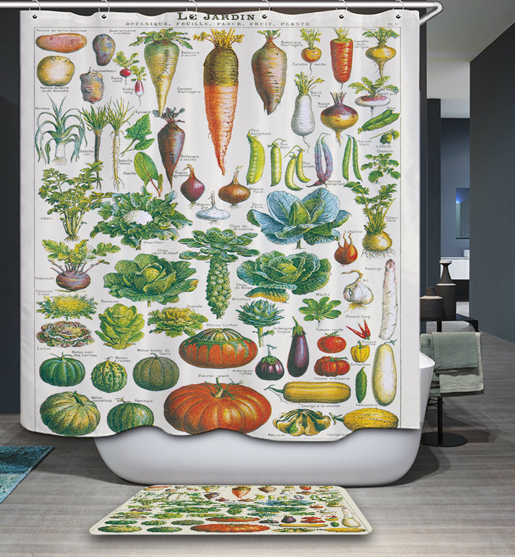 Vintage Scientific French Language Encyclopedia Legumes Plant Vegetable  Shower Curtain