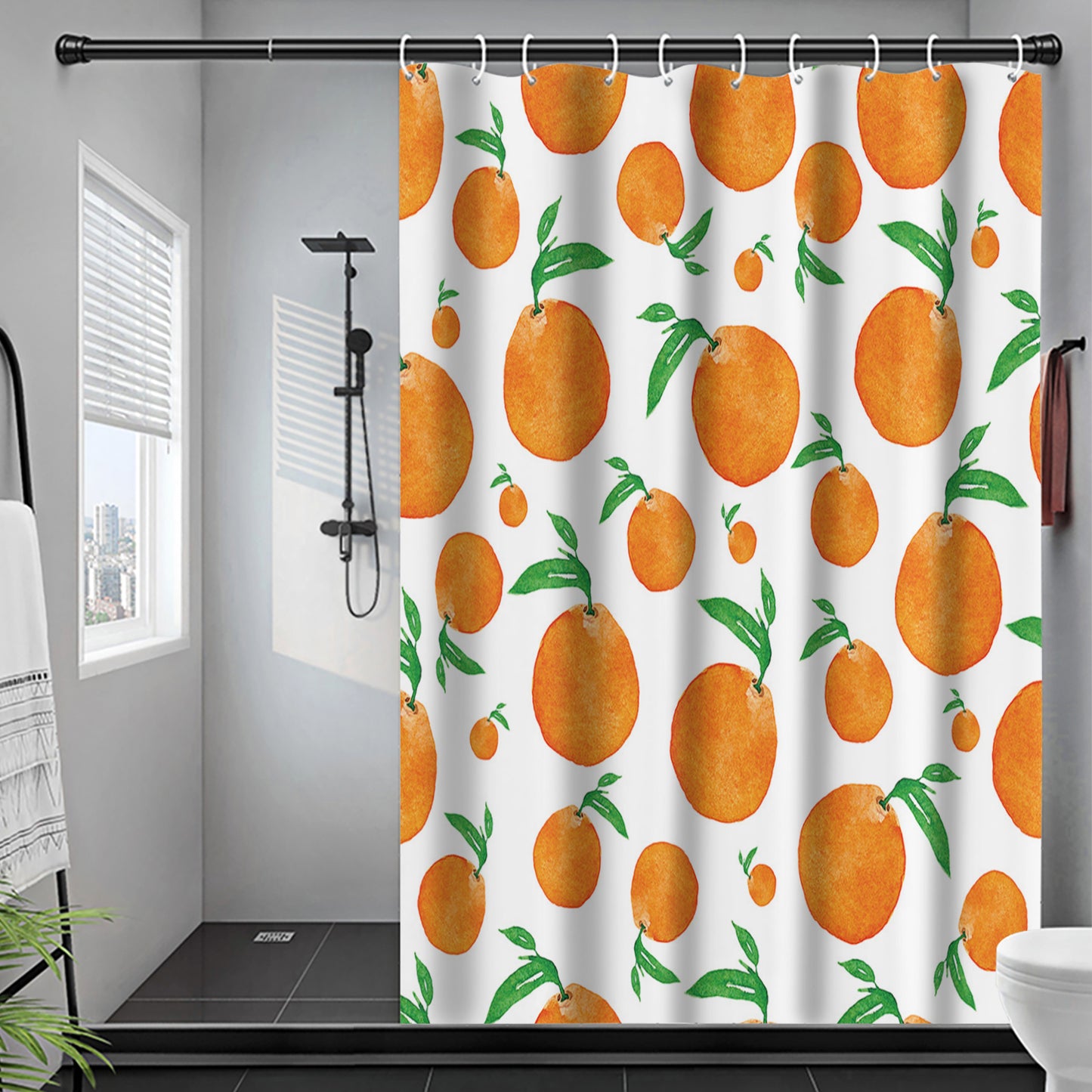 Seamless Fruit Pattern Peach Orange Shower Curtain
