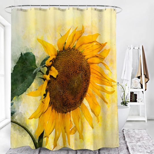 Watercolor Giant Sunflower Shower Curtain