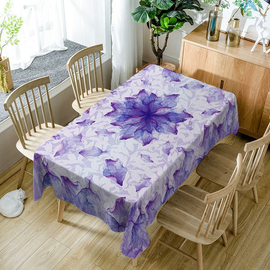 Watercolor Purple Flowers Petals Rectangle Table Cover