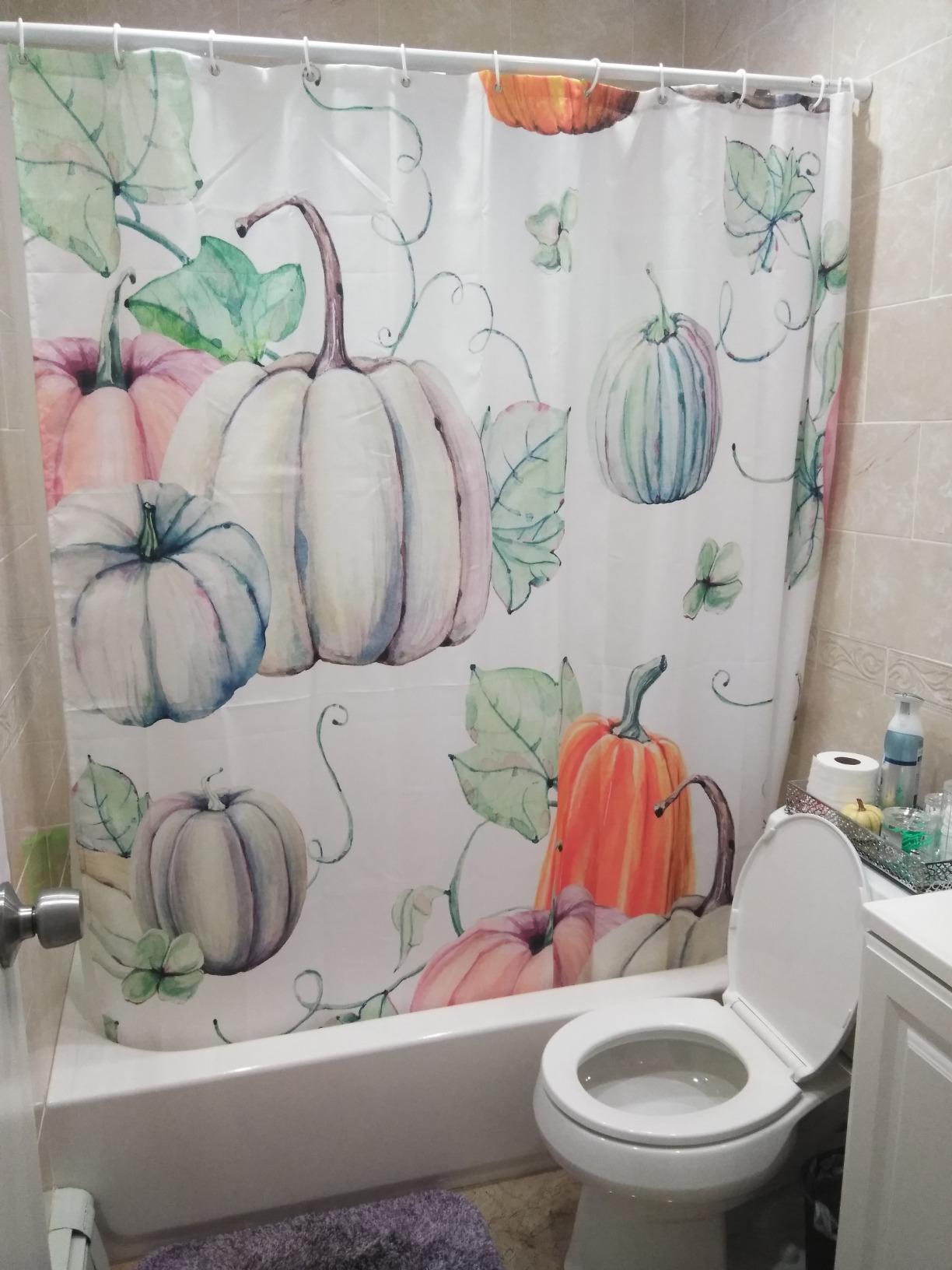 Watercolor Thanksgiving Autumn Harvest Seamless Pumpkin Shower Curtain