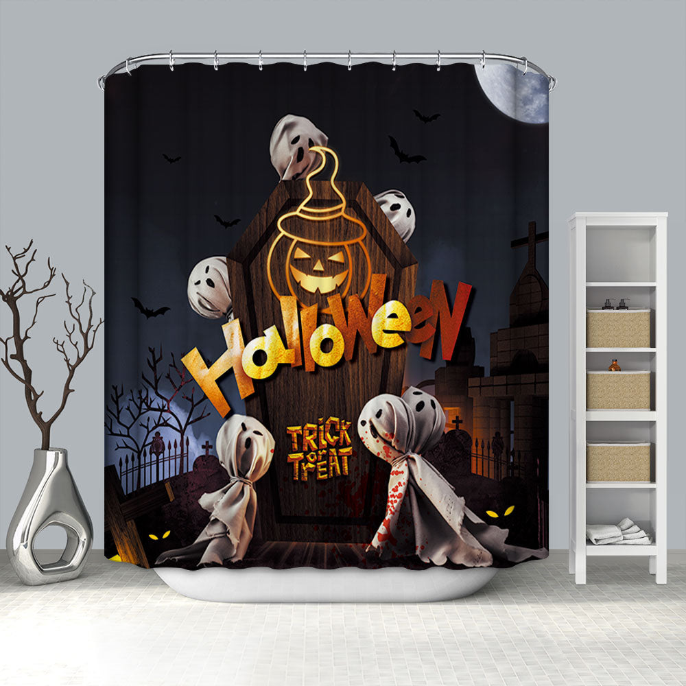 Welcome Halloween Party Light String Tombstone Shower Curtain