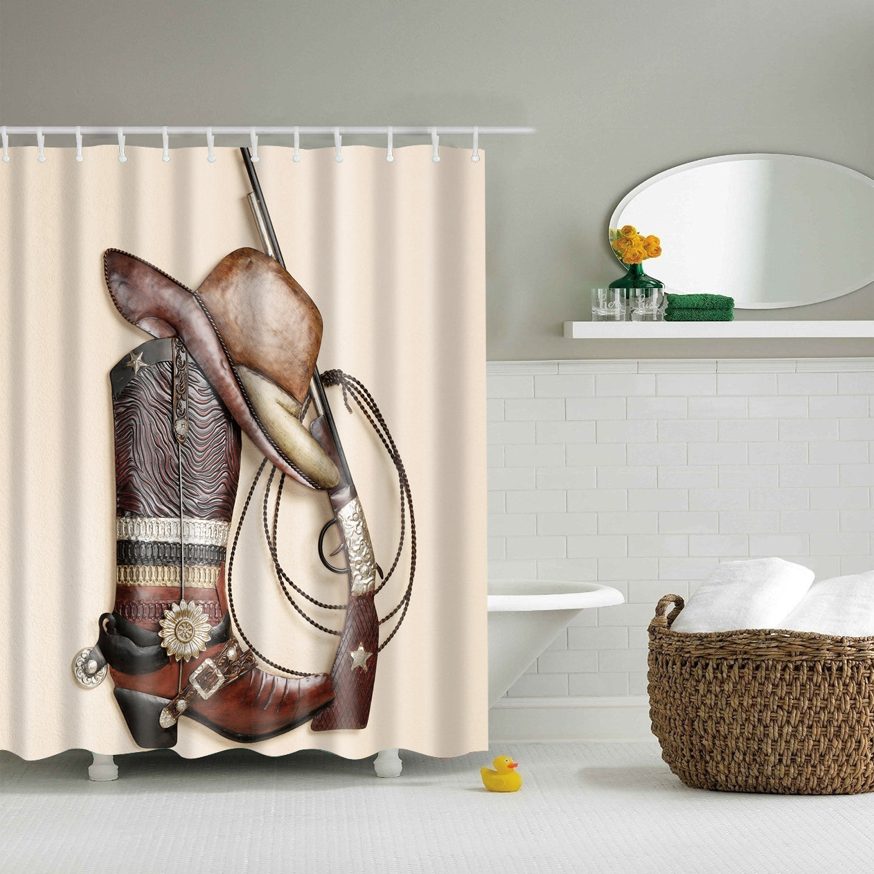 Western Style Cowboy Boot Shower Curtain | GoJeek