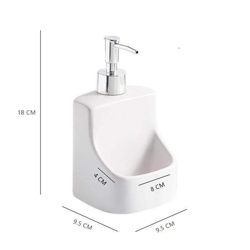 White - Multifunctional Ceramic Soap Dispenser with Sponge Brush Holder