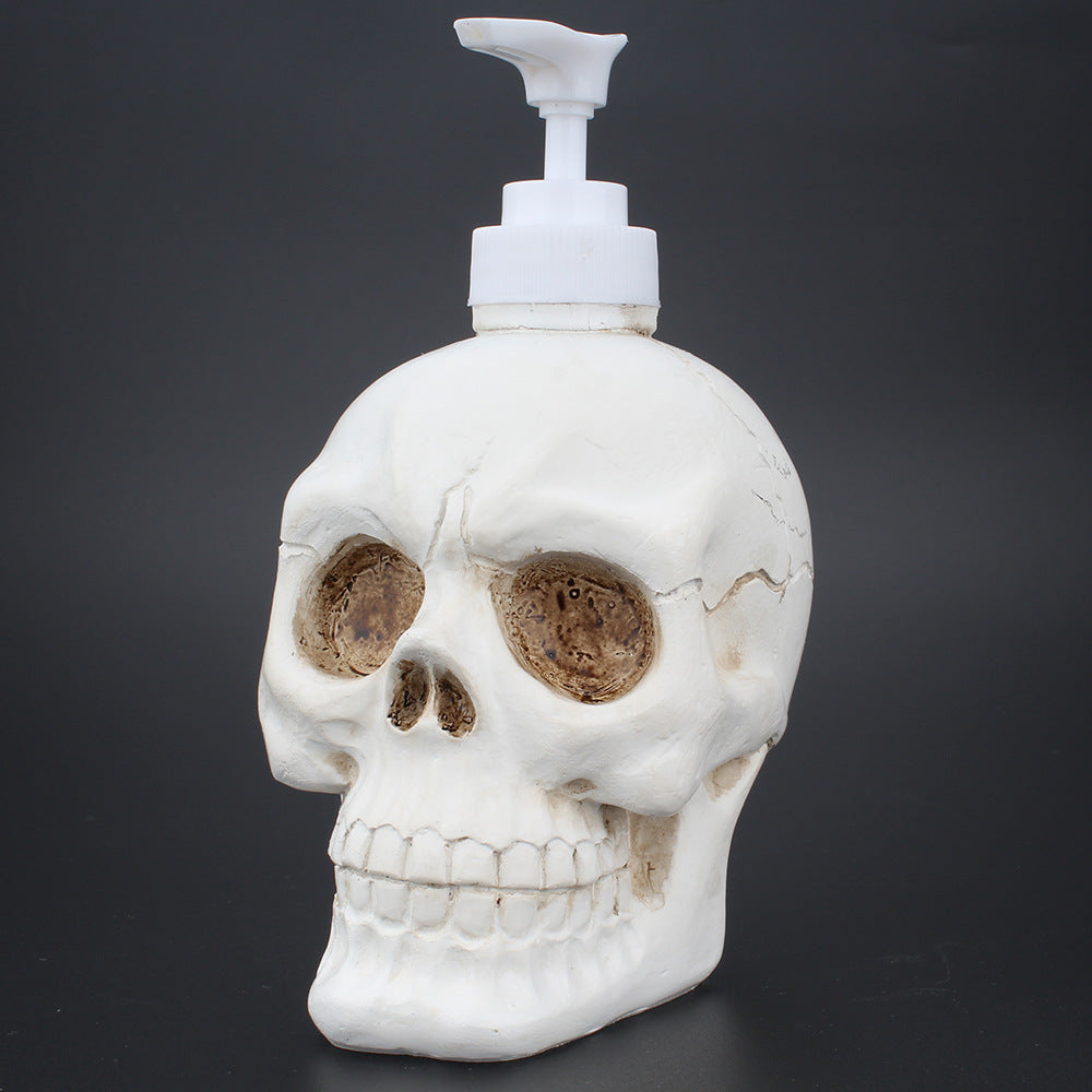 Halloween Holiday White Resin Liquid Skull Soap Dispenser