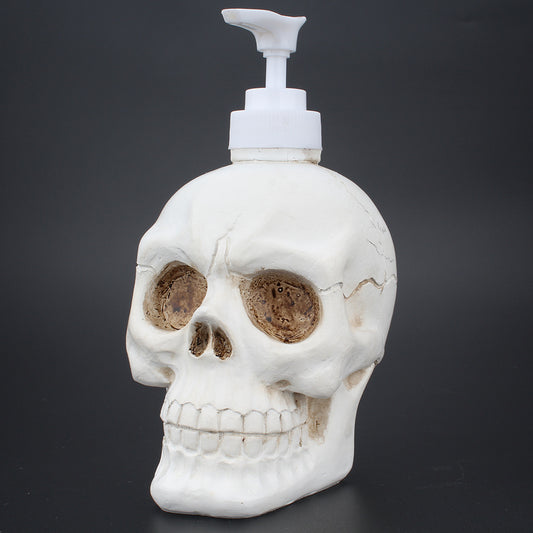Halloween Holiday White Resin Liquid Skull Soap Dispenser