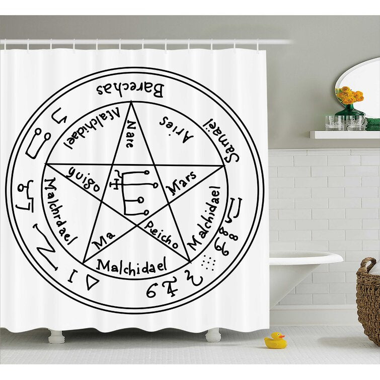 Black White Circle Occult Pagan Shower Curtain