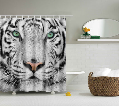 White Tiger Face Shower Curtain | GoJeek