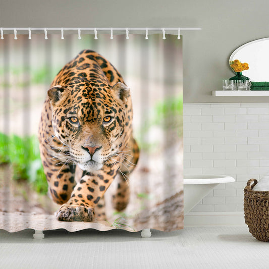 Wild Cat Animal Muscular Jaguar Leopard Shower Curtain