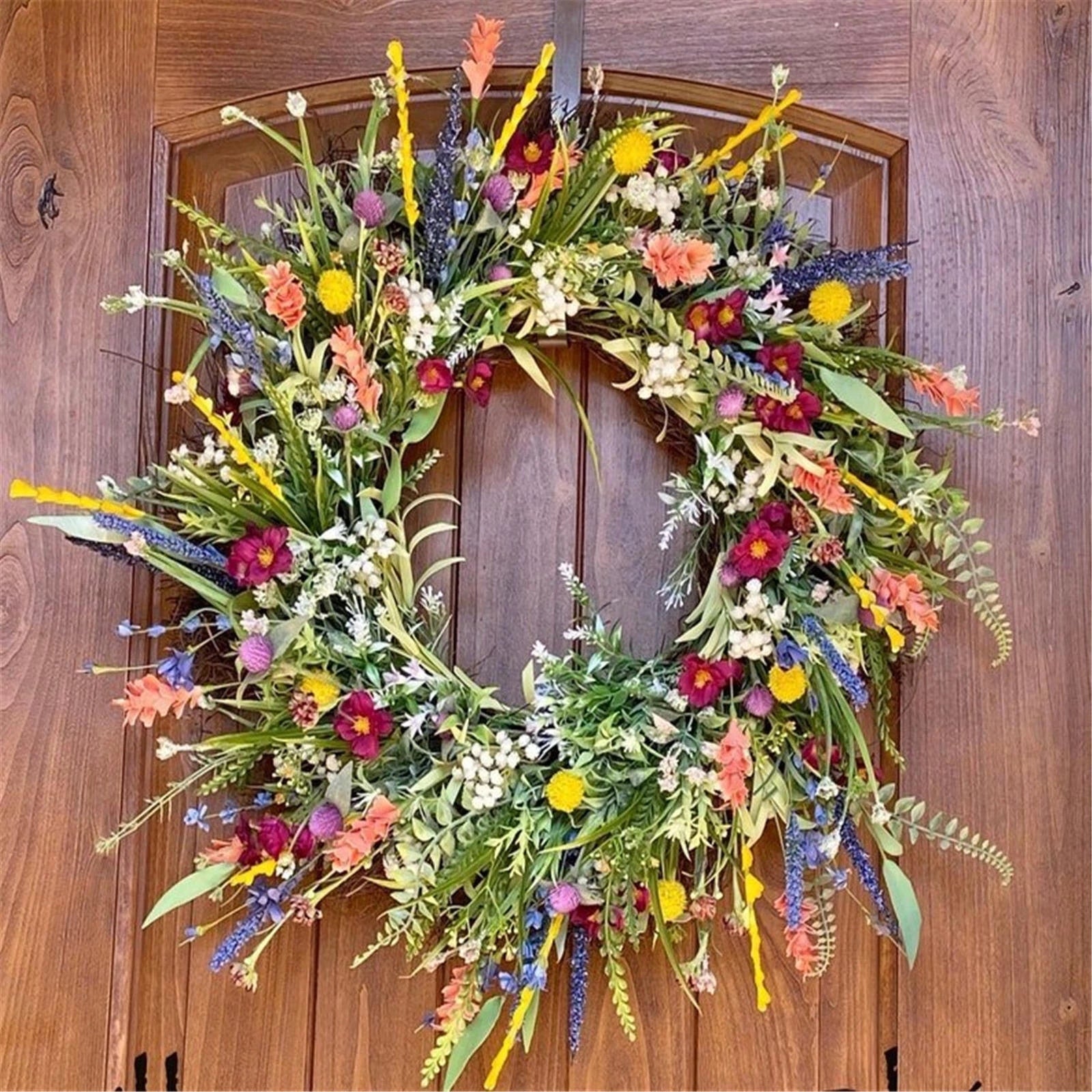Spring Faux Floral Wildflower Wreath