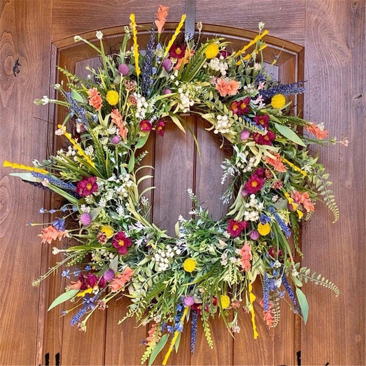 Spring Faux Floral Wildflower Wreath