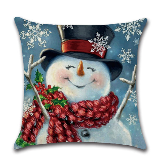 Smiling Snowman Christmas Throw Pillow Cover Set of 4