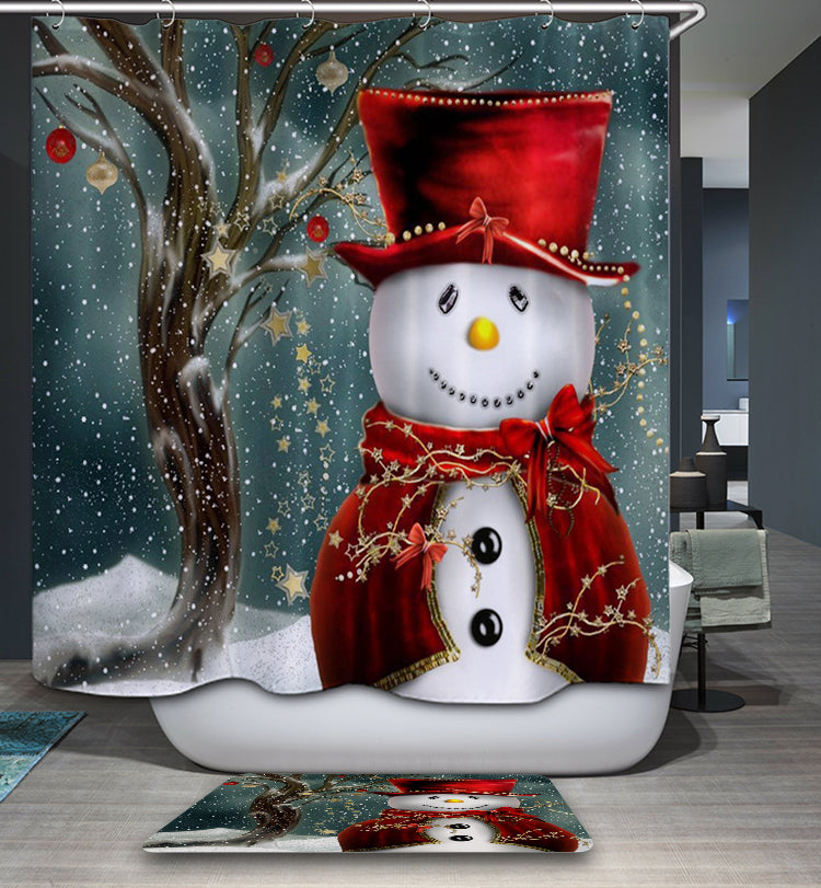Winter Magician Dressing Snowman Shower Curtain