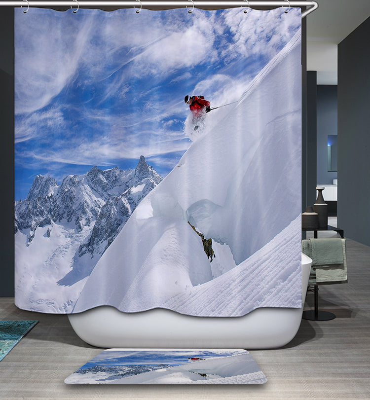 Winter Snow Mountain Ski Shower Curtain