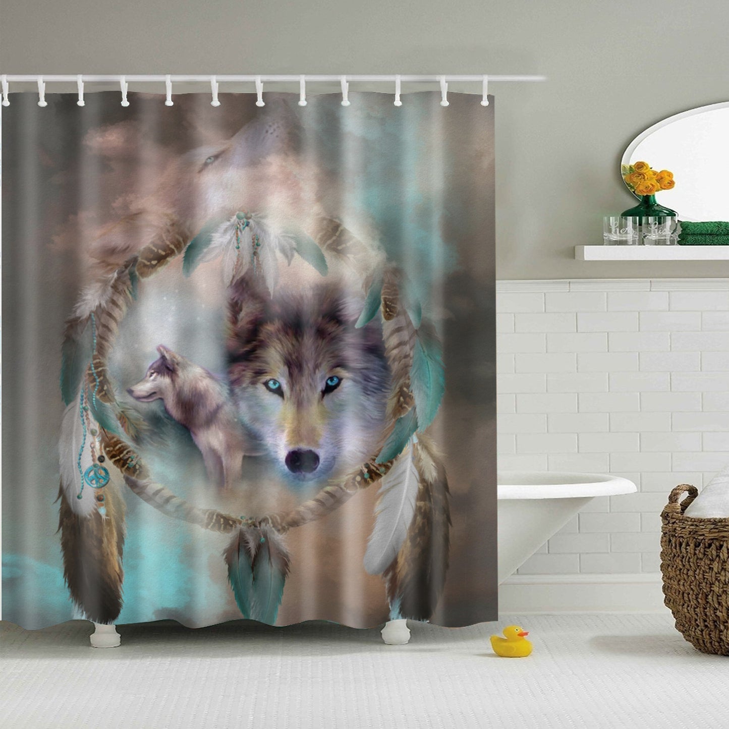 Wolf Dream Catcher Shower Curtain