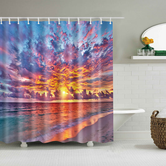 Wonderful Pastel Sky Seascape Beach Sunset Shower Curtain