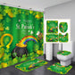 Green Clover Leaf Shamrock St Patty's Day Shower Curtain Set - 4 Pcs