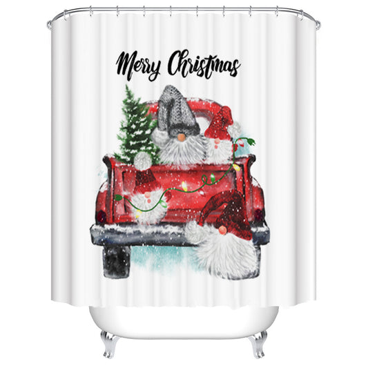 Xmas Truck Holiday Decoration Carry Trees Christmas Gnome Shower Curtain