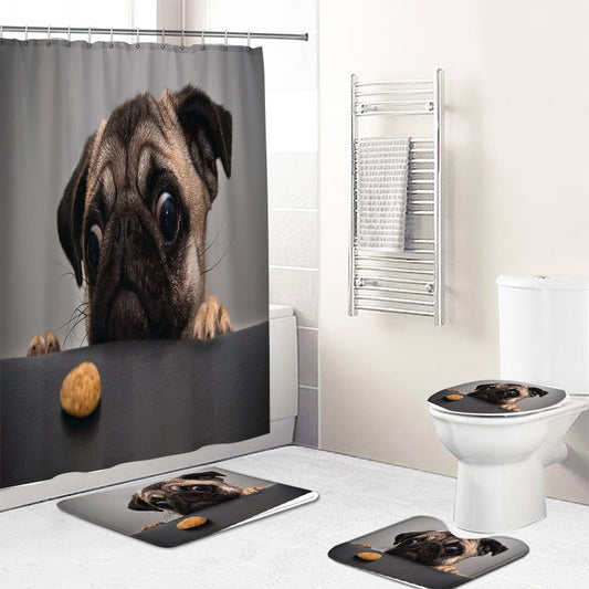 Staring at Cookie Pug Shower Curtain