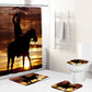 Sunset Dallas Cowboy with Horse Shower Curtain Set - 4 Pcs