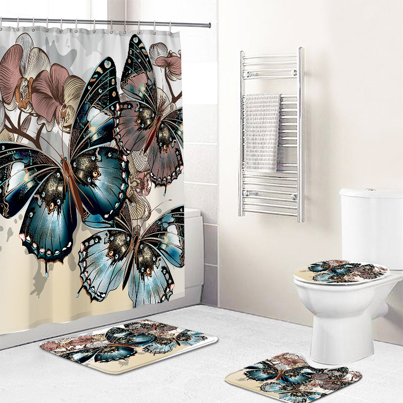 Grey Monarch Butterfly Drawing Shower Curtain