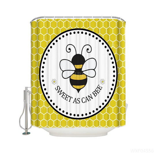 Yellow Honeycomb Sweet As Can Bee Insect Art Girly Queen Bee Shower Curtain