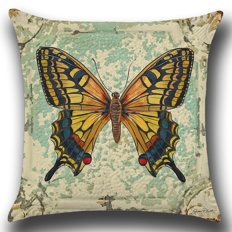 Yellow Butterfly Painting Throw Pillow Cover