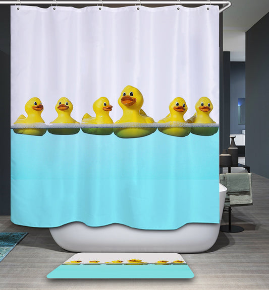 Yellow Rubber Ducky Swimming Shower Curtain