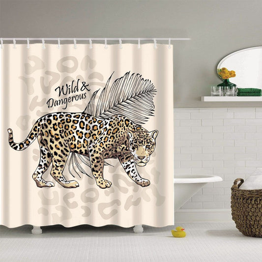 Leopard with Leaf Wild Animal Shower Curtain