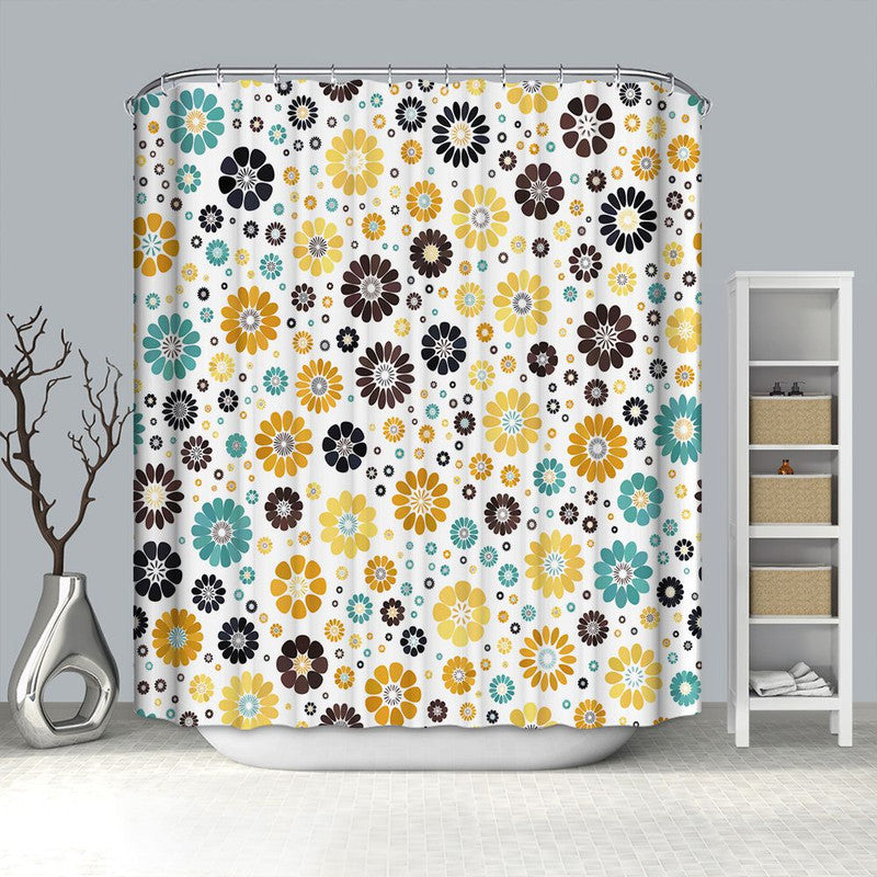 Seamless Daisy Petals Colorful Floral Shower Curtain