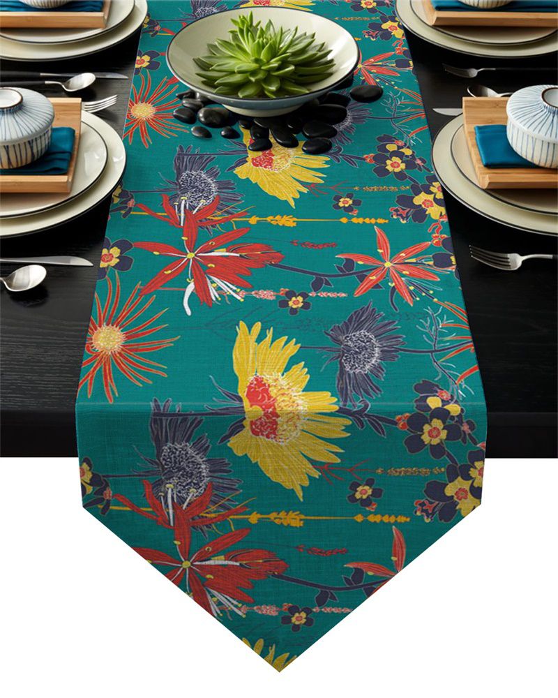 Colorful Pastel Chrysanthemum Table Runner