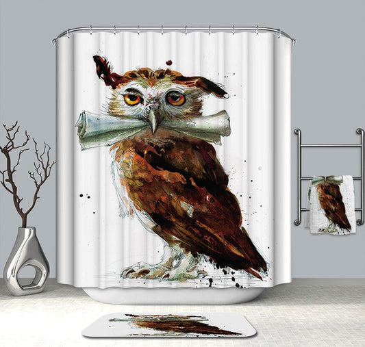 Eurasian Eagle Owl with Message Shower Curtain