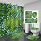 Light Green Decor Banana Leaf Shower Curtain Set - 4 Pcs