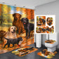 Dog Family Chocolate Lab Labrador Shower Curtain Set - 4 Pcs
