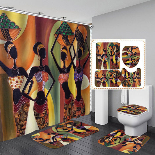 Black Beauty Native African Shower Curtain - 4 Pcs