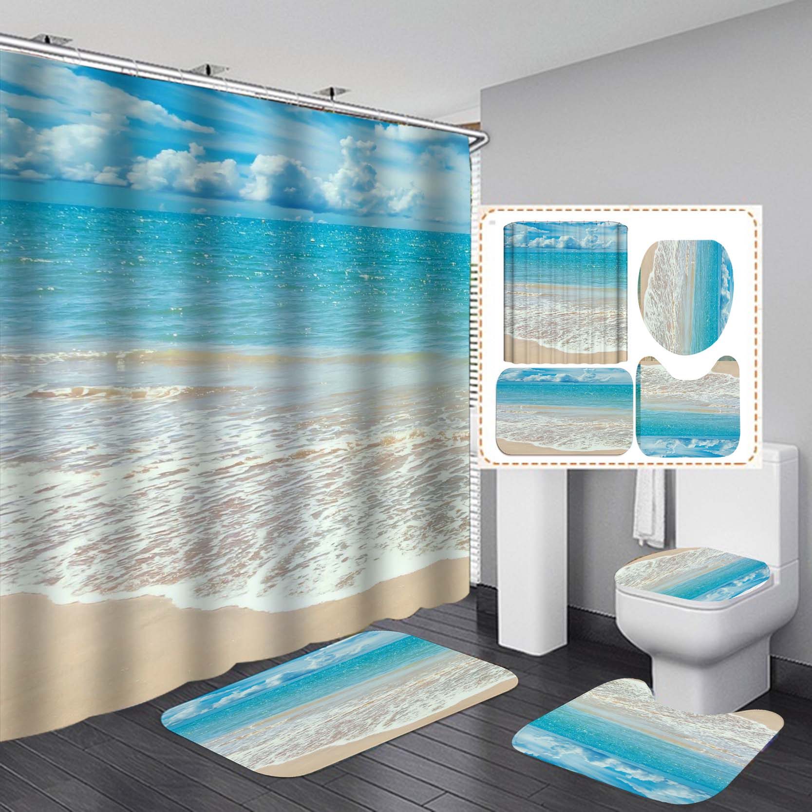 Beach Themed Shower Curtains Collection Bathroom Decor – GoJeek