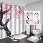 Pink Cherry Blossom Japanese Style Shower Curtain Set - 4 Pcs