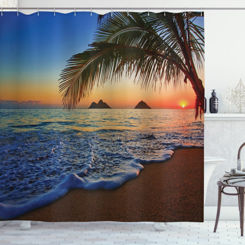 Sunrise with Palm Lanikai Beach Shower Curtain