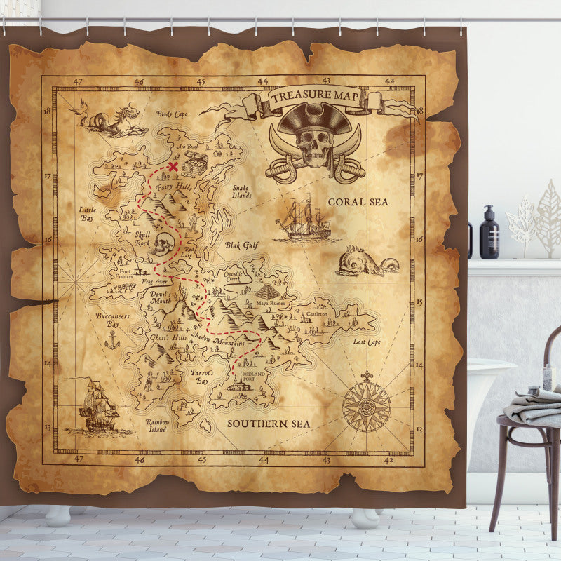 Pirate Treasure Map Shower Curtain