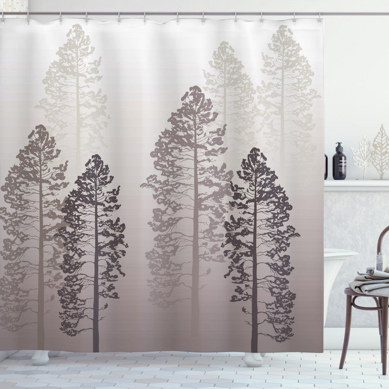 Foggy Pine Tree Forest Shower Curtain