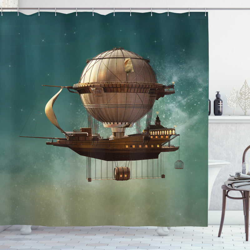 Steampunk Hot Air Balloon Boat Shower Curtain