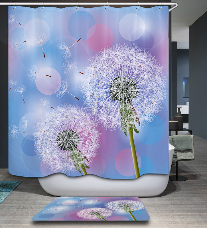 Blue Bubble Backdrop Beautiful Dandelion Shower Curtain