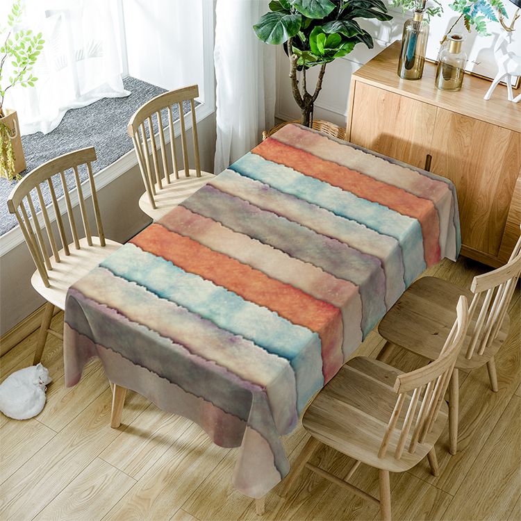 Plank Wood Look Tablecloth Rustic Colorful Farmhouse Fabtic Rectangle Table Cover