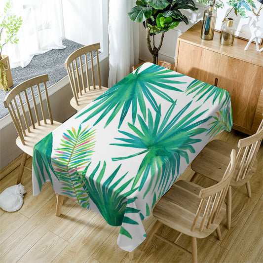 Green Tropical Palm Leaves Rectangle Tablecloth